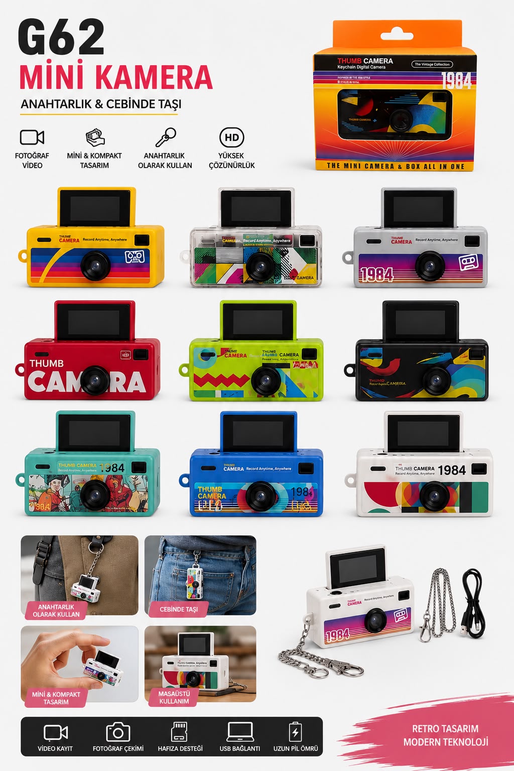 G62 Retro Mini Thumb Kamera