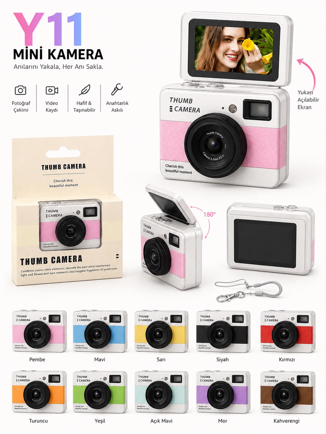 Y11 Selfie Ekranlı Mini Kamera